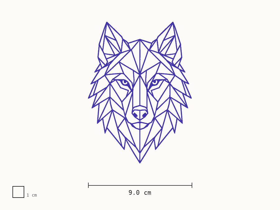Geometric wolf line stencil at 9 cm wide