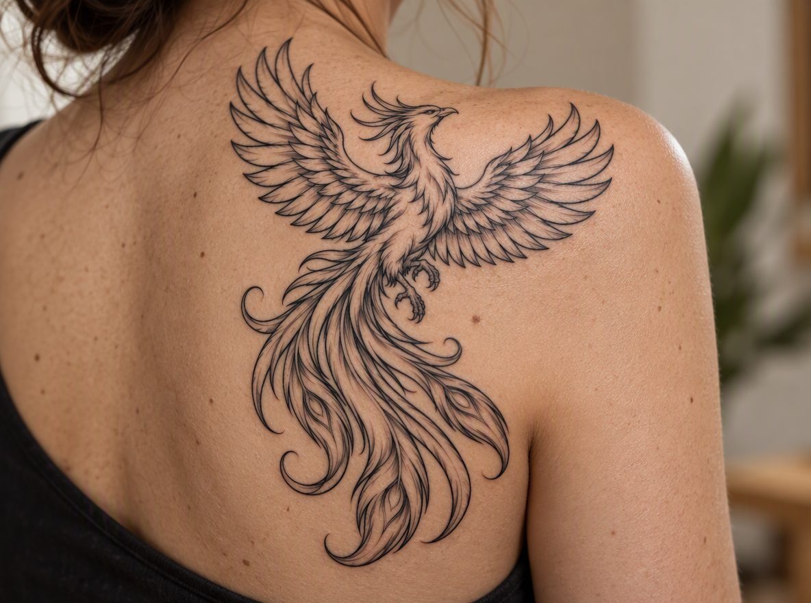 Phoenix tattoo idea (AI-generated preview)