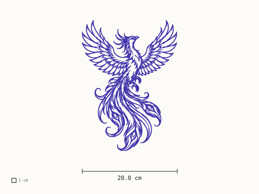 Phoenix tattoo stencil at real size