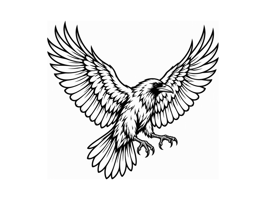 Blackwork raven design reference