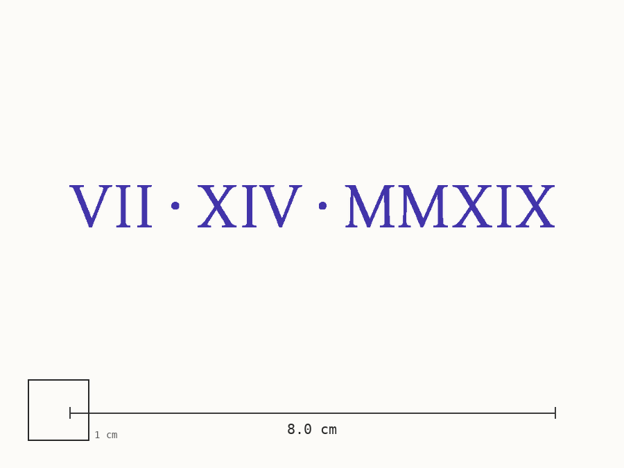 Roman Numeral tattoo stencil at real size